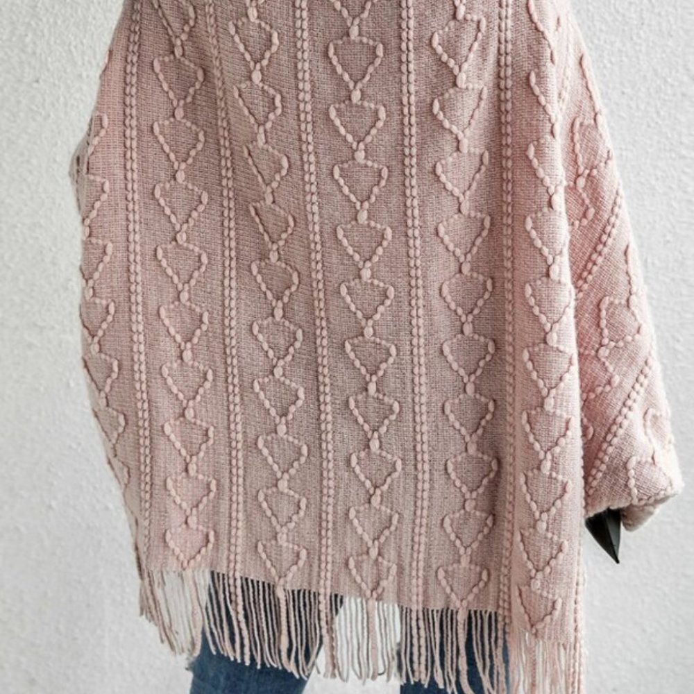pink vegan fur fringe detail open front cardigan - Picture 5 of 6